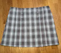 Izod Cool FX Women's Golf Classix Skort Gray Green Pleated Plaid Pockets 16 NWT