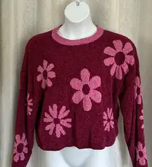 SOCIAL SCENE CHENILLE FLOWER SWEATER Sz: M