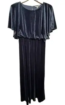 See and Be Seen Deep Blue Velvet‎ Maxi Dress Large Romantic Holiday Party NYE