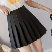 Black Pleated Mini Skirt