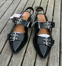 Size 8 Peyton Double Buckle black Slingback Flats by wild fable punk alternative