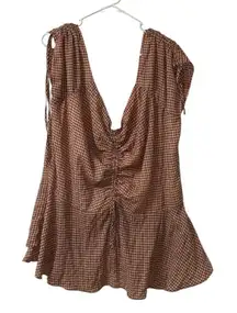 Glamorous Curve Plaid Red & White Top/Blouse(Size 20)