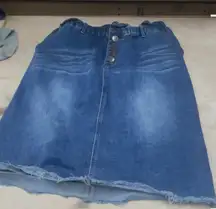 Long button up denim skirt