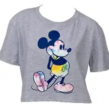 Disney Mickey Mouse Cropped Short Sleeve Tie-dye Mickey T-Shirt, Gray, XXL, NWT