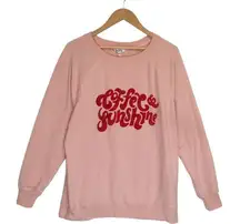 Wildfox Womens Size Medium Coffee And Sunshine Sweatshirt Long Sleeves Pink