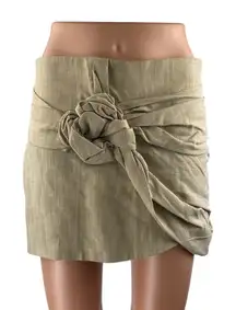 Zara Women's Beige Rosette Floral Bow Front Low Rise Zipper MIni Pencil Skirt XS