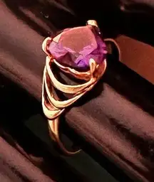 14K Gold Amethyst Heart Ring