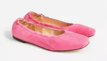 J crew Pink Anya scrunchie ballet flats in suede Size 7