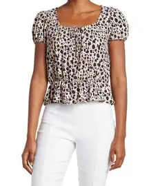 Sanctuary | Meet You There Animal Print Short Sleeve Flattering Top Size Small