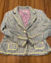 Chadwick's‎ Light Academia Y2K Fringe Blazer Purple Blue Yellow Ribbon 14P