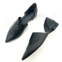 Vince Darlington Pointed Toe D’Orsay Flats Black Leather Designer Loafer Size 7