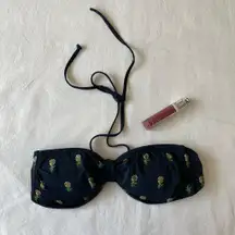 Navy Pineapple Print Bow Bikini Top 🍍