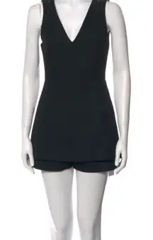 Black A-Line V-Neck Dressy Skort Romper