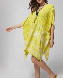 Soma Swim Embroidered Cover Up Key Lime Green Tunic Tie Front S/M