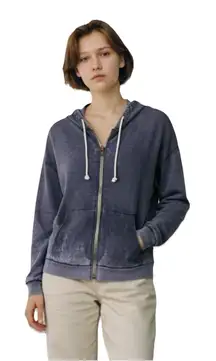 Chaser Blue Dye Sz XS Hoodie Oversized Full Zip Jacket Lightweight Grunge Comfy