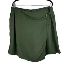 Torrid  Wrap Skirt Skort Sz 2X Olive Green O Ring Short Flowy