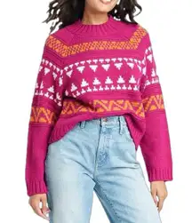 Universal Thread NWT Pink Fair Isle Mock Turtleneck Pullover Sweater Small