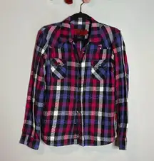 Tripp NYC plaid studded button down flannel shirt