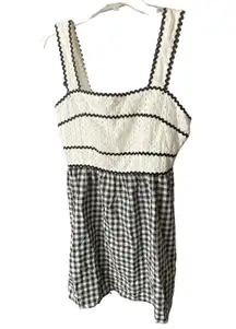 Cider Women's Size Large Eyelet Embroidered Mini Dress White Black Zip Up NWT