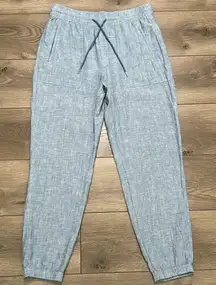 Athleta Cabo Linen High Rise Jogger Pants Light Blue‎ Size 10
