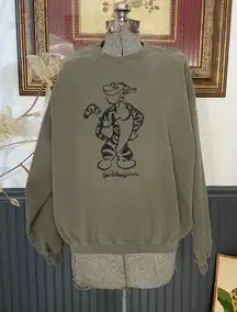 Vintage 90s Walt Disney World Tigger Sweatshirt Green Pooh Crewneck - XXL 🧡🎀