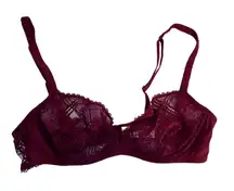 Simone Perele Burgundy Lace Demi Cup Underwire Bra 34C