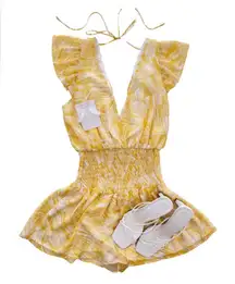 Lavender Brown Sunset Romper in Yellow