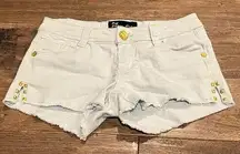 Y2K Light Blue Gold Stud Low Rise Jean Shorts Juniors Size 1