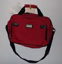 Brand New Saddlebred Red Small Soft Luggage with Trolley a Passthrough Carry On