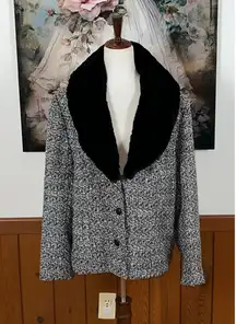 Elegant Vintage 90s Spenser Jeremy Faux Fur Trim Cropped Wool Coat!