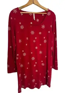 Soma Womens Medium Red Snowflake 3/4 Sleeve Nightgown Round Neck Sleep Shirt