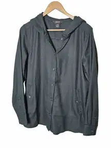 Outdoor Research Feedback Flannel Hoody Button Front Shirt Green Womens Size L