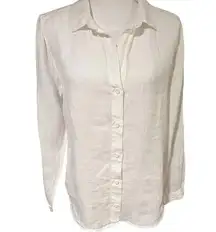 Cloth & Stone White 100% Linen Button Down Shirt Size Medium