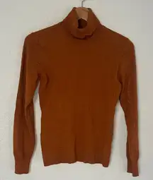 Antonio Melani Rust Pumpkin Turtleneck Sweater Fitted Stretchy Fall Winter Large