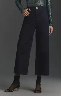 NWT Anthropologie Maeve The Colette Sparkle Black Denim Cropped Wide-Leg Jean 27