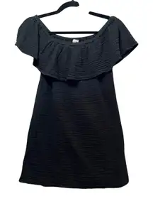 Aerie Black Dress Off Shoulder Ruffle Lined Casual‎ XXS Gauze Mini Dress