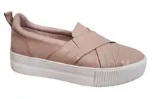 Halogen Blakely Platform Sneaker Leather Blush Pink 7.5M Croc Embossed. B74
