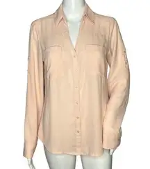 Express Shirt Womens Small Peach Portofino Chiffon Work Office Casual Versatile