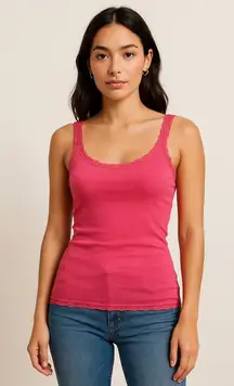 Gilly Hicks Sydney Pink Lace Trim Tank Top Women’s Small Knit Cami Y2K Vintage