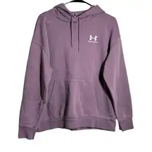 Under Armour Women Purple Fleece Hoodie Sweatshirt Size M Loose Fit Logo