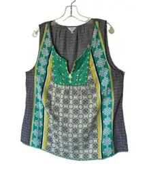 Crown & Ivy Boho Sleeveless Pattern Tank Top Crochet Size Petite XL