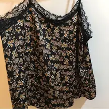 Plus Size Satin like eyelash lace adjustable cami Top