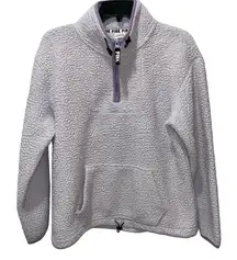 Sherpa Quarter Zip Pullover Sweatshirt in Lilac size Small