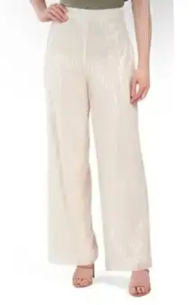House of Harlow 1960 ivory white sequin lined wide leg pants