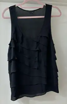 Theory Black 100% Silk Darinka Captivate Tiered Sleeveless Top, Size L