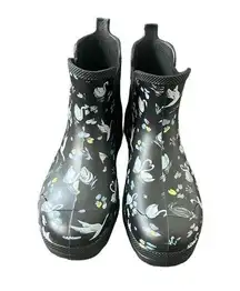 Vera Bradley Rain Gardening Boots Water Proof Black by Totes SWAN LAKE sz. 9