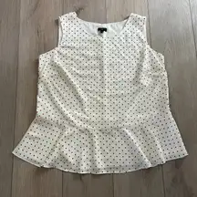 Talbots Women’s Cream Polka Dot Peplum Sleeveless Blouse Sz 12W