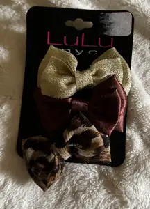 Luxe Gold, Brown, and Leopard Hair Bow Set