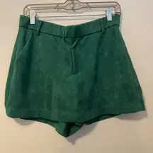 Glam emerald Green faux suede Women's Shorts with skirt front large