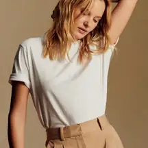 Sezane Classic White Short Sleeve Tee